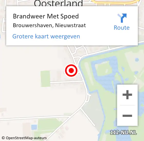 Locatie op kaart van de 112 melding: Brandweer Met Spoed Naar Brouwershaven, Nieuwstraat op 23 oktober 2022 20:36