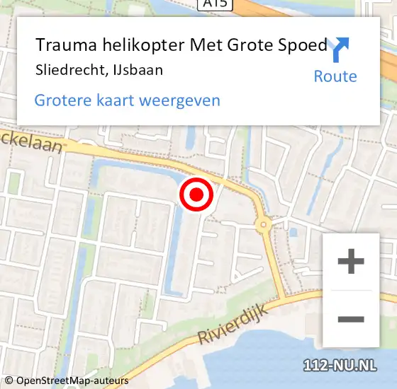 Locatie op kaart van de 112 melding: Trauma helikopter Met Grote Spoed Naar Sliedrecht, IJsbaan op 23 oktober 2022 20:42