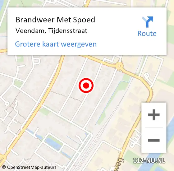 Locatie op kaart van de 112 melding: Brandweer Met Spoed Naar Veendam, Tijdensstraat op 23 oktober 2022 21:00