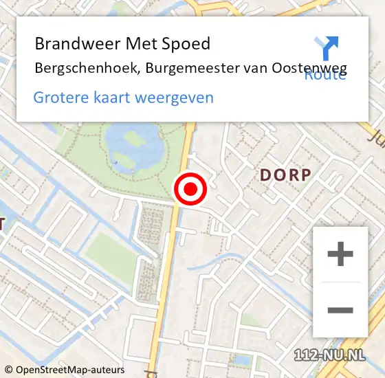 Locatie op kaart van de 112 melding: Brandweer Met Spoed Naar Bergschenhoek, Burgemeester van Oostenweg op 23 oktober 2022 21:28