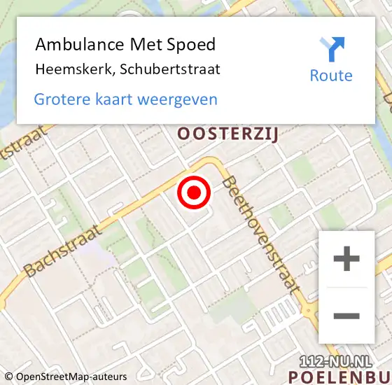 Locatie op kaart van de 112 melding: Ambulance Met Spoed Naar Heemskerk, Schubertstraat op 23 oktober 2022 21:29