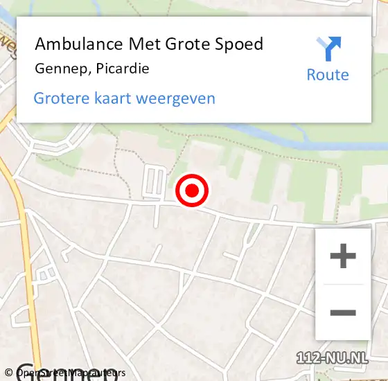 Locatie op kaart van de 112 melding: Ambulance Met Grote Spoed Naar Gennep, Picardie op 23 oktober 2022 21:36