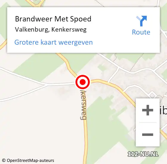 Locatie op kaart van de 112 melding: Brandweer Met Spoed Naar Valkenburg, Kenkersweg op 23 oktober 2022 21:57