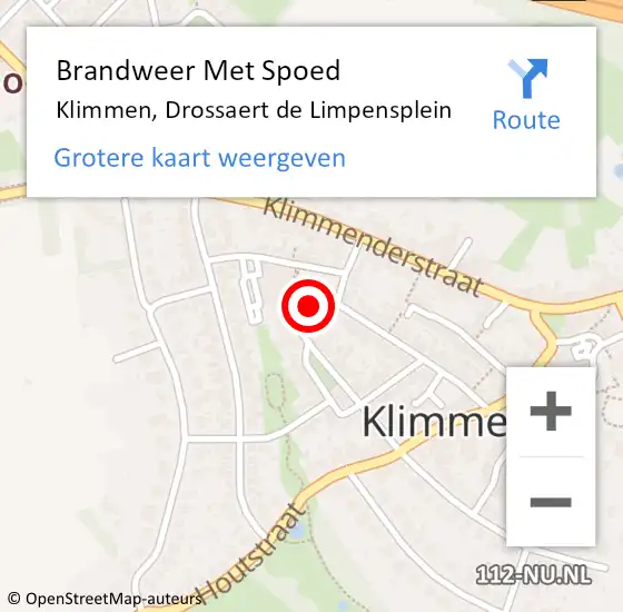 Locatie op kaart van de 112 melding: Brandweer Met Spoed Naar Klimmen, Drossaert de Limpensplein op 23 oktober 2022 21:58