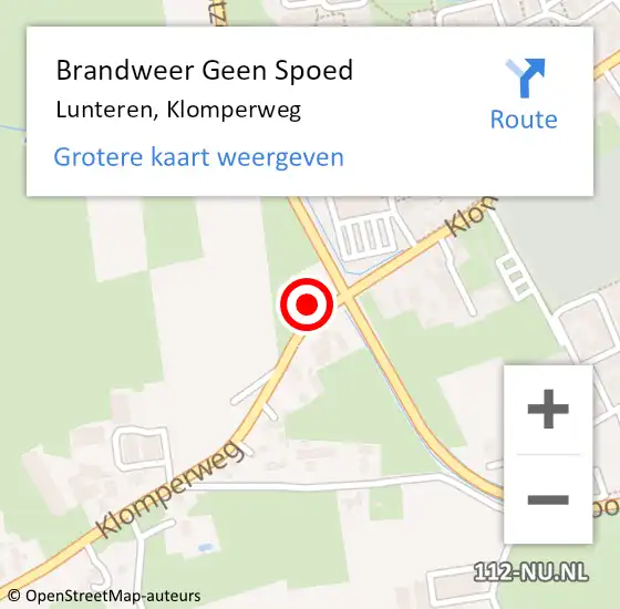 Locatie op kaart van de 112 melding: Brandweer Geen Spoed Naar Lunteren, Klomperweg op 23 oktober 2022 22:25