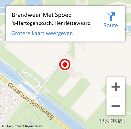 Locatie op kaart van de 112 melding: Brandweer Met Spoed Naar 's-Hertogenbosch, Henriëttewaard op 23 oktober 2022 22:57