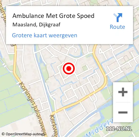 Locatie op kaart van de 112 melding: Ambulance Met Grote Spoed Naar Maasland, Dijkgraaf op 24 oktober 2022 00:05