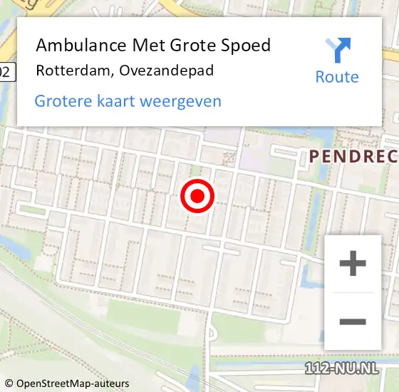 Locatie op kaart van de 112 melding: Ambulance Met Grote Spoed Naar Rotterdam, Ovezandepad op 24 oktober 2022 00:24