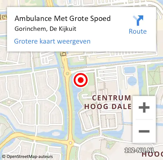 Locatie op kaart van de 112 melding: Ambulance Met Grote Spoed Naar Gorinchem, De Kijkuit op 24 oktober 2022 00:31