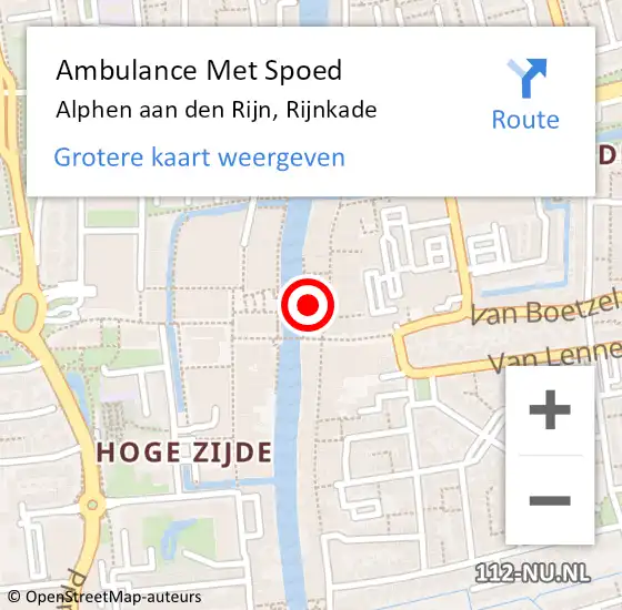 Locatie op kaart van de 112 melding: Ambulance Met Spoed Naar Alphen aan den Rijn, Rijnkade op 24 oktober 2022 02:26