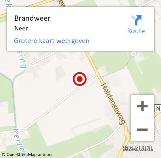 Locatie op kaart van de 112 melding: Brandweer Neer op 24 oktober 2022 03:35