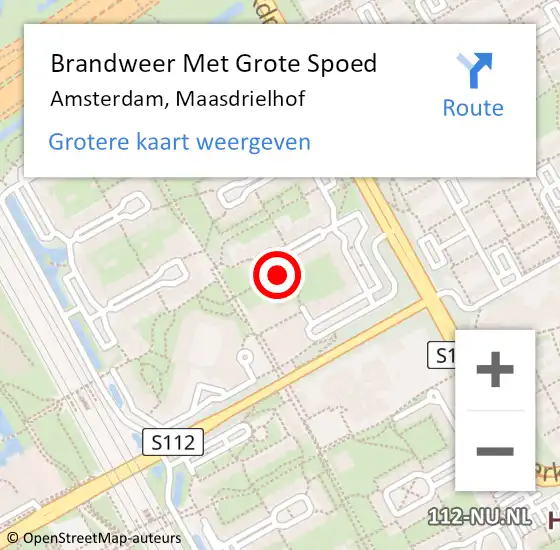 Locatie op kaart van de 112 melding: Brandweer Met Grote Spoed Naar Amsterdam-Zuidoost, Maasdrielhof op 24 oktober 2022 04:11