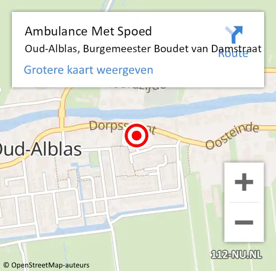 Locatie op kaart van de 112 melding: Ambulance Met Spoed Naar Oud-Alblas, Burgemeester Boudet van Damstraat op 24 oktober 2022 04:40