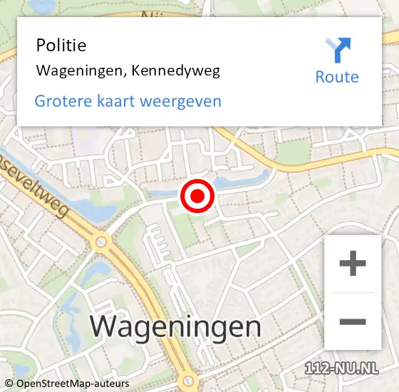 Locatie op kaart van de 112 melding: Politie Wageningen, Kennedyweg op 10 oktober 2013 11:05