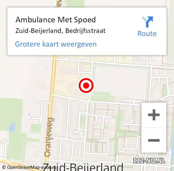 Locatie op kaart van de 112 melding: Ambulance Met Spoed Naar Zuid-Beijerland, Bedrijfsstraat op 24 oktober 2022 06:53