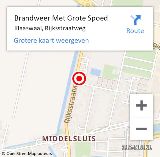 Locatie op kaart van de 112 melding: Brandweer Met Grote Spoed Naar Klaaswaal, Rijksstraatweg op 24 oktober 2022 07:04