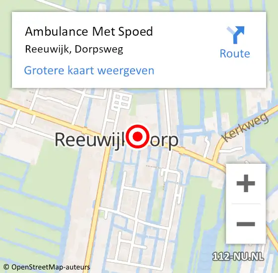 Locatie op kaart van de 112 melding: Ambulance Met Spoed Naar Reeuwijk, Dorpsweg op 24 oktober 2022 07:12