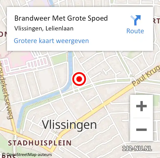 Locatie op kaart van de 112 melding: Brandweer Met Grote Spoed Naar Vlissingen, Lelienlaan op 24 oktober 2022 07:58
