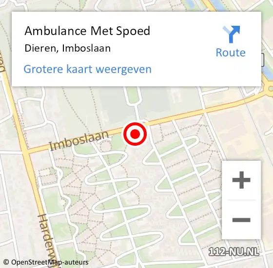 Locatie op kaart van de 112 melding: Ambulance Met Spoed Naar Dieren, Imboslaan op 24 oktober 2022 08:15