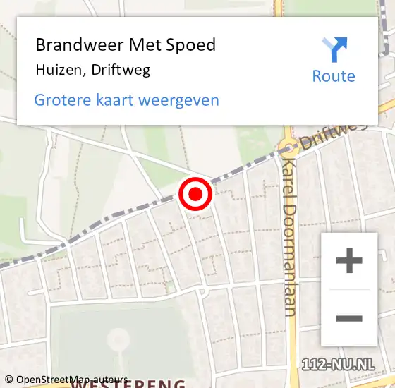 Locatie op kaart van de 112 melding: Brandweer Met Spoed Naar Huizen, Driftweg op 24 oktober 2022 08:23