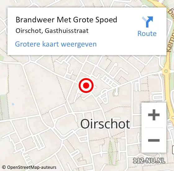 Locatie op kaart van de 112 melding: Brandweer Met Grote Spoed Naar Oirschot, Gasthuisstraat op 24 oktober 2022 08:29