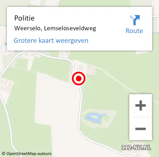 Locatie op kaart van de 112 melding: Politie Weerselo, Lemseloseveldweg op 24 oktober 2022 08:57