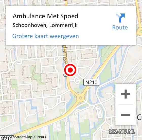 Locatie op kaart van de 112 melding: Ambulance Met Spoed Naar Schoonhoven, Lommerrijk op 24 oktober 2022 09:26