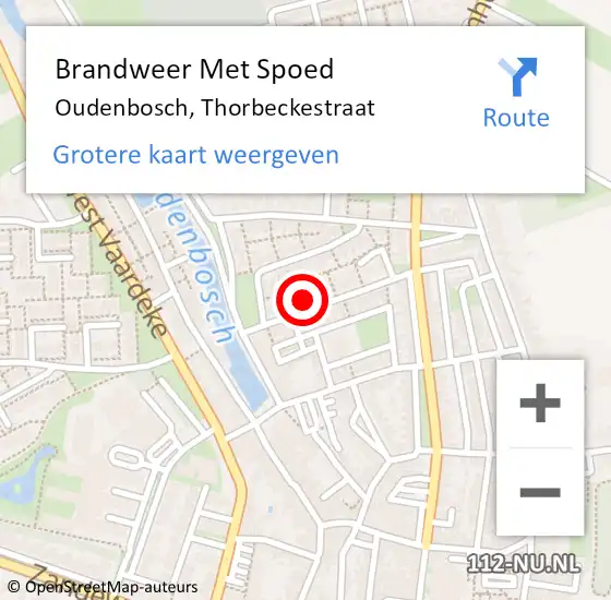 Locatie op kaart van de 112 melding: Brandweer Met Spoed Naar Oudenbosch, Thorbeckestraat op 24 oktober 2022 09:31