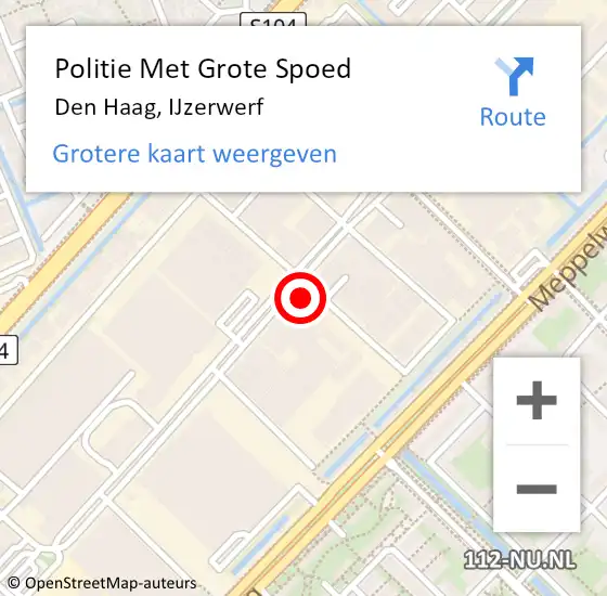 Locatie op kaart van de 112 melding: Politie Met Grote Spoed Naar Den Haag, IJzerwerf op 24 oktober 2022 09:41