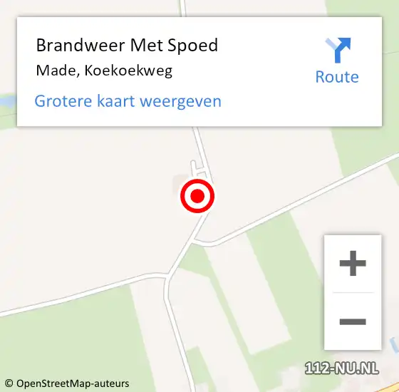 Locatie op kaart van de 112 melding: Brandweer Met Spoed Naar Made, Koekoekweg op 24 oktober 2022 09:42