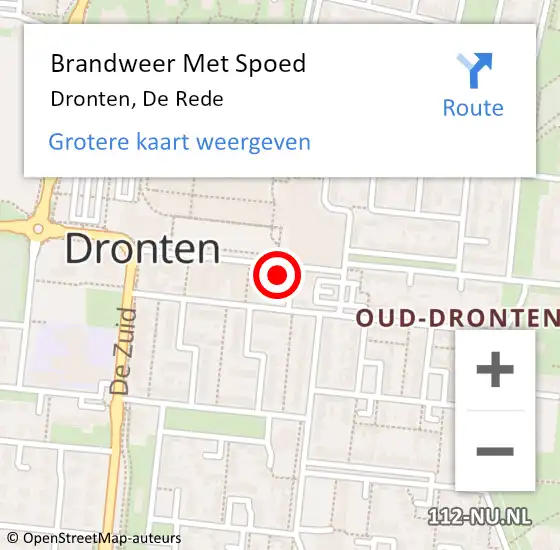 Locatie op kaart van de 112 melding: Brandweer Met Spoed Naar Dronten, De Rede op 24 oktober 2022 09:54