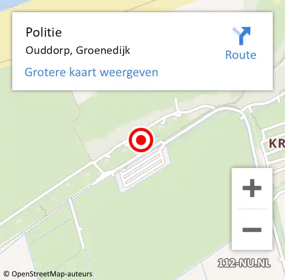 Locatie op kaart van de 112 melding: Politie Ouddorp, Groenedijk op 24 oktober 2022 10:07