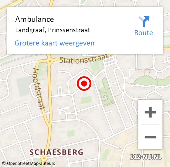 Locatie op kaart van de 112 melding: Ambulance Landgraaf, Prinssenstraat op 2 augustus 2014 15:43