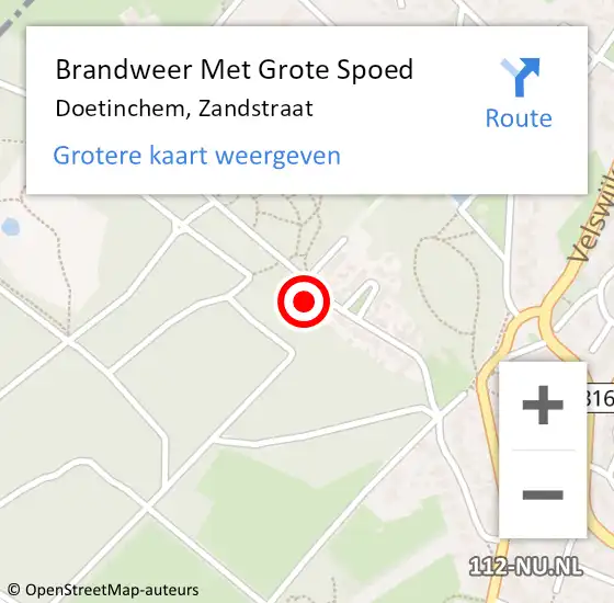 Locatie op kaart van de 112 melding: Brandweer Met Grote Spoed Naar Doetinchem, Zandstraat op 24 oktober 2022 10:12