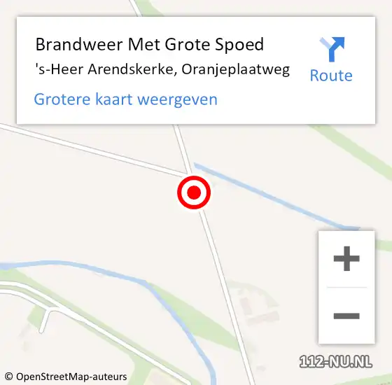 Locatie op kaart van de 112 melding: Brandweer Met Grote Spoed Naar 's-Heer Arendskerke, Oranjeplaatweg op 10 oktober 2013 11:08