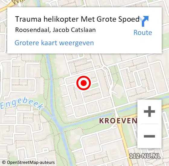 Locatie op kaart van de 112 melding: Trauma helikopter Met Grote Spoed Naar Roosendaal, Jacob Catslaan op 24 oktober 2022 10:24