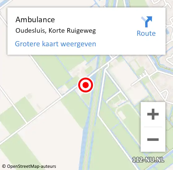 Locatie op kaart van de 112 melding: Ambulance Oudesluis, Korte Ruigeweg op 24 oktober 2022 10:32