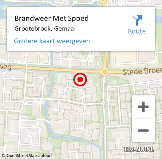 Locatie op kaart van de 112 melding: Brandweer Met Spoed Naar Grootebroek, Gemaal op 24 oktober 2022 10:48