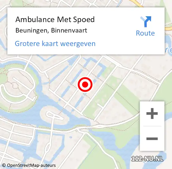 Locatie op kaart van de 112 melding: Ambulance Met Spoed Naar Beuningen, Binnenvaart op 24 oktober 2022 10:59