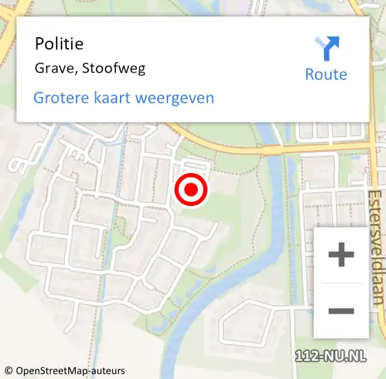 Locatie op kaart van de 112 melding: Politie Grave, Stoofweg op 24 oktober 2022 11:01