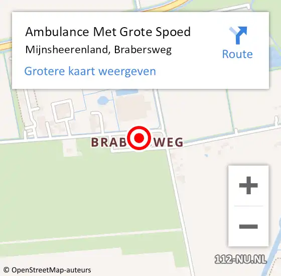 Locatie op kaart van de 112 melding: Ambulance Met Grote Spoed Naar Mijnsheerenland, Brabersweg op 24 oktober 2022 11:03