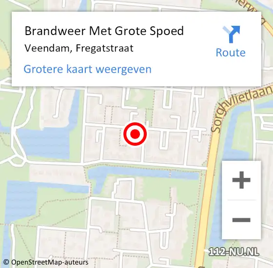 Locatie op kaart van de 112 melding: Brandweer Met Grote Spoed Naar Veendam, Fregatstraat op 24 oktober 2022 11:14