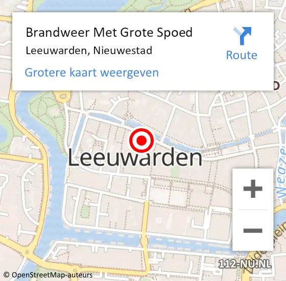 Locatie op kaart van de 112 melding: Brandweer Met Grote Spoed Naar Leeuwarden, Nieuwestad op 24 oktober 2022 11:15