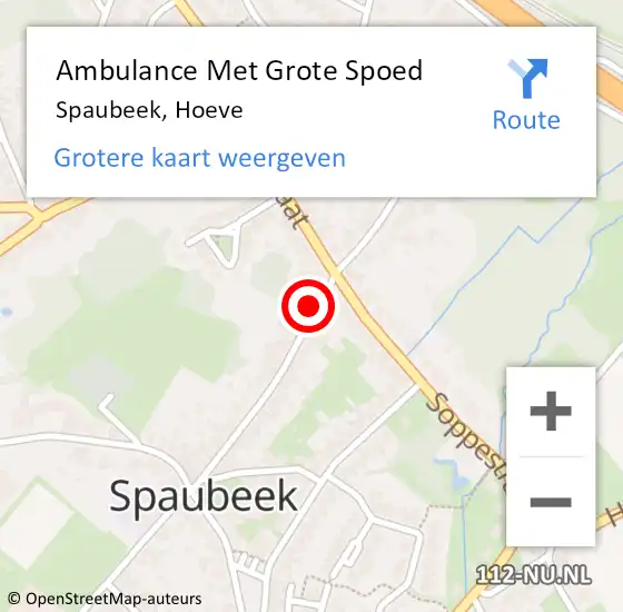 Locatie op kaart van de 112 melding: Ambulance Met Grote Spoed Naar Spaubeek, Hoeve op 2 augustus 2014 15:52