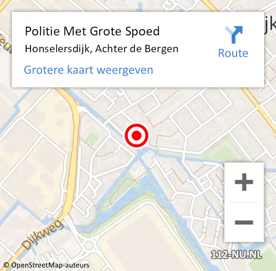 Locatie op kaart van de 112 melding: Politie Met Grote Spoed Naar Honselersdijk, Achter de Bergen op 24 oktober 2022 12:17