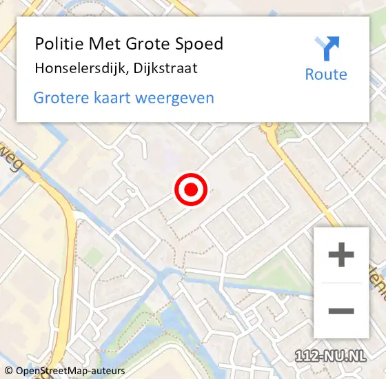 Locatie op kaart van de 112 melding: Politie Met Grote Spoed Naar Honselersdijk, Dijkstraat op 24 oktober 2022 12:19