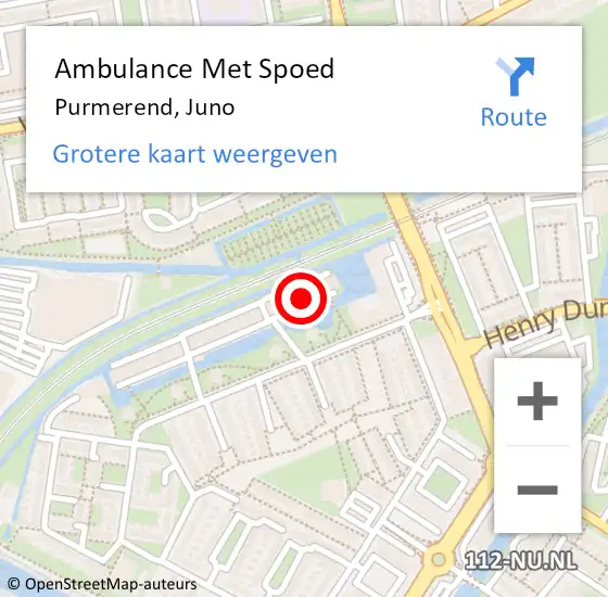 Locatie op kaart van de 112 melding: Ambulance Met Spoed Naar Purmerend, Juno op 24 oktober 2022 12:20