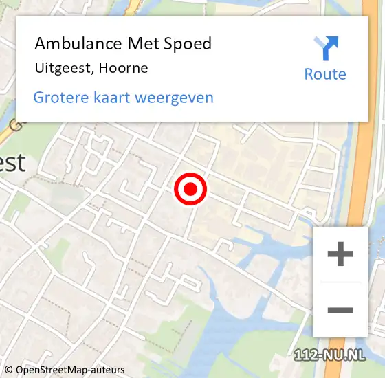 Locatie op kaart van de 112 melding: Ambulance Met Spoed Naar Uitgeest, Hoorne op 24 oktober 2022 12:21