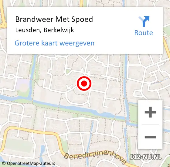 Locatie op kaart van de 112 melding: Brandweer Met Spoed Naar Leusden, Berkelwijk op 24 oktober 2022 12:25