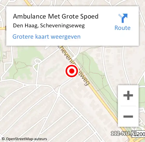 Locatie op kaart van de 112 melding: Ambulance Met Grote Spoed Naar Den Haag, Scheveningseweg op 24 oktober 2022 12:30